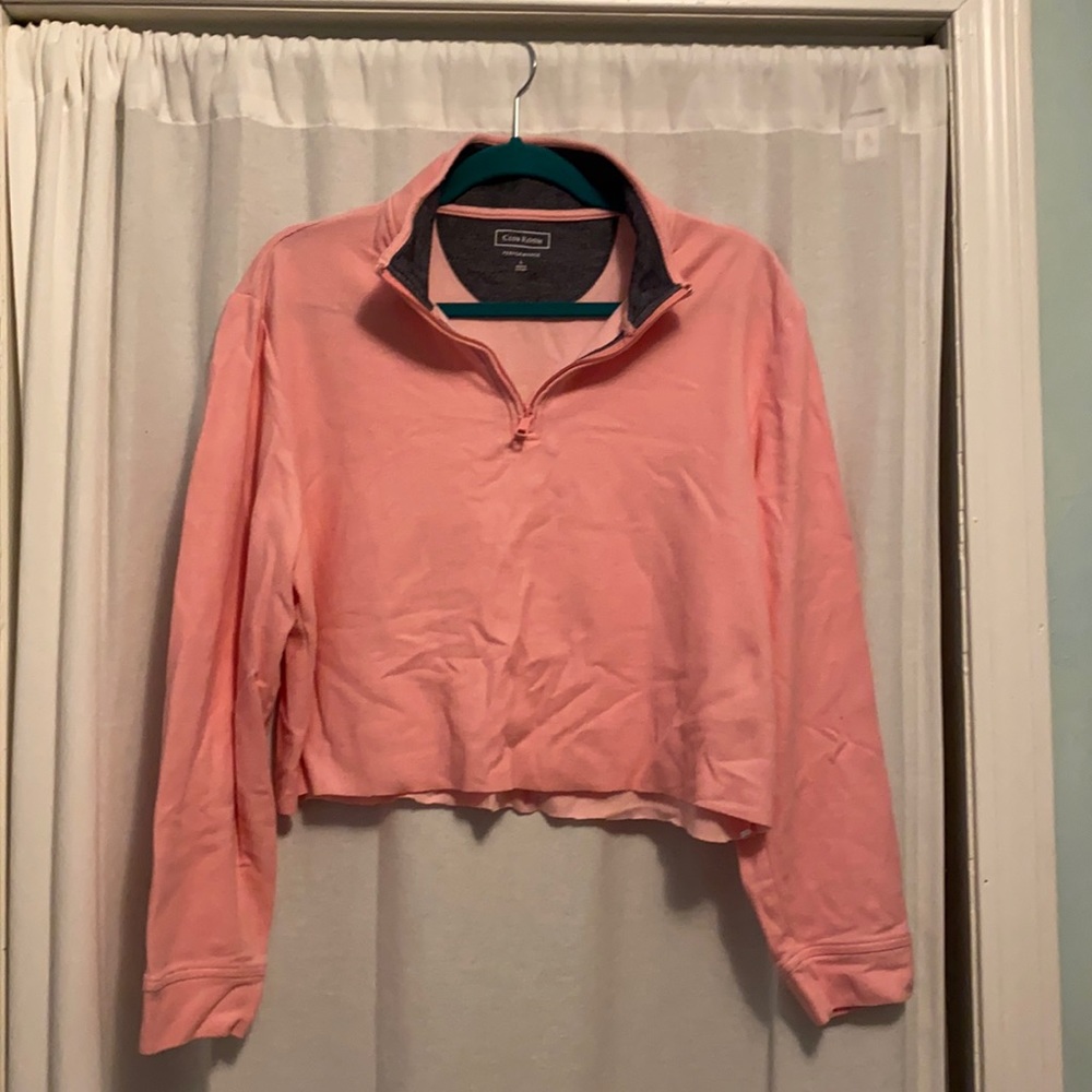 Cropped pink quarter zip